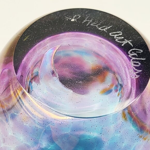 Robert Held Signed Vintage Art Glass Vase Purple Blue 4.5" High - Picture 12 of 15